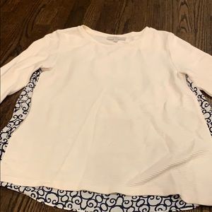 Loft Cream and Navy Pattern Sweater